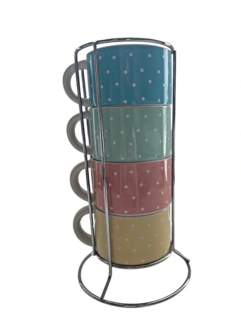 Pier 1 Stackable Cat Mug Set with Stand - Pastel Multi-Color
